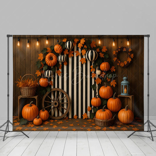 Lofaris Stripes Meets Pumpkins Sweet Cake Smash Backdrop