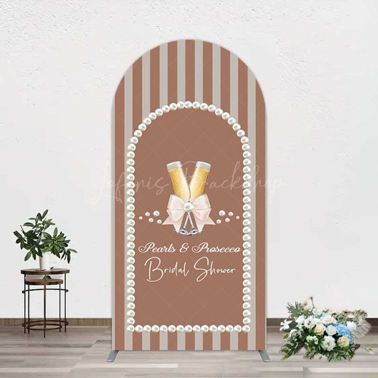 Lofaris Stripes Pearls Prosecco Bridal Shower Arch Backdrop