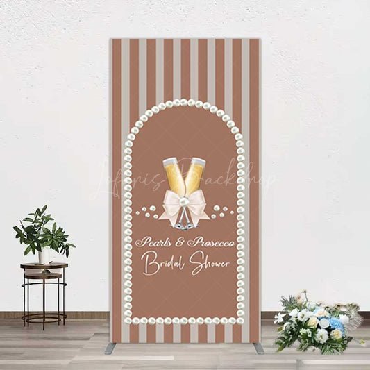 Lofaris Stripes Pearls Prosecco Bridal Shower Rectangle Backdrop