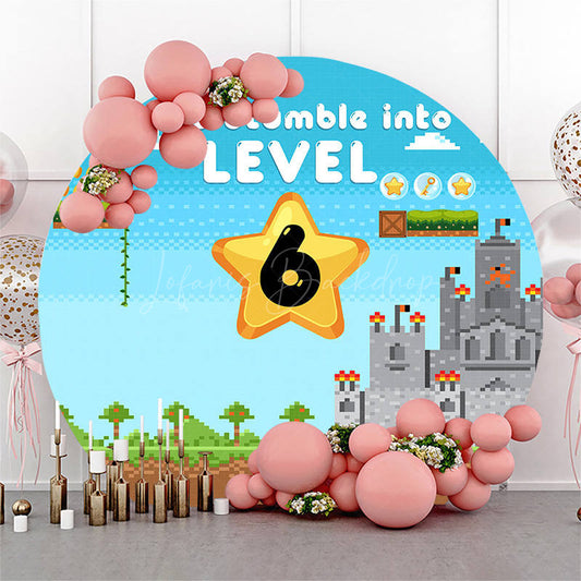 Lofaris Stumble Into Level 6 Circle Happy Birthday Backdrop