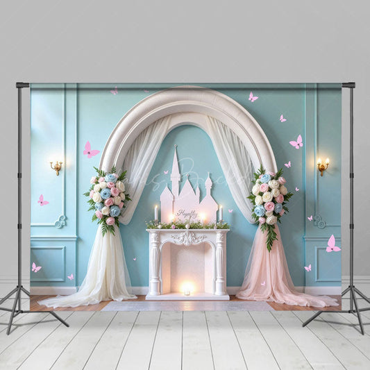 Lofaris Subtle White Arch Floral Wedding Castle Backdrop