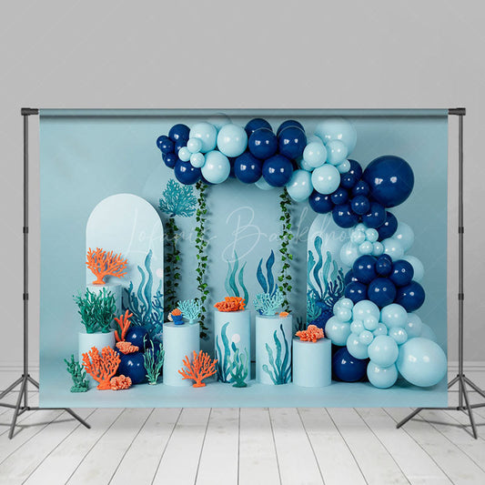 Lofaris Summer Balloon Arch Under The Sea Cake Smash Backdrop