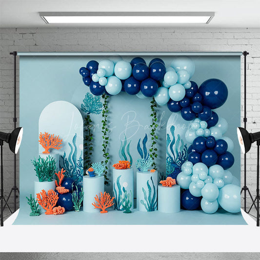 Lofaris Summer Balloon Arch Under The Sea Cake Smash Backdrop