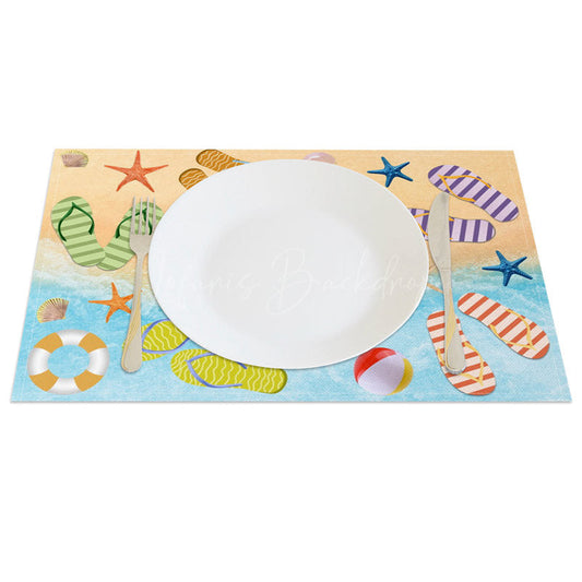 Lofaris Summer Beach Flip Flops Holiday Set of 4 Placemats