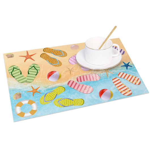 Lofaris Summer Beach Flip Flops Holiday Set of 4 Placemats