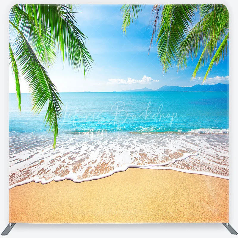 Lofaris Summer Beach Tension Fabric Backdrop Tropical Palm Trees Ocean Photography Background