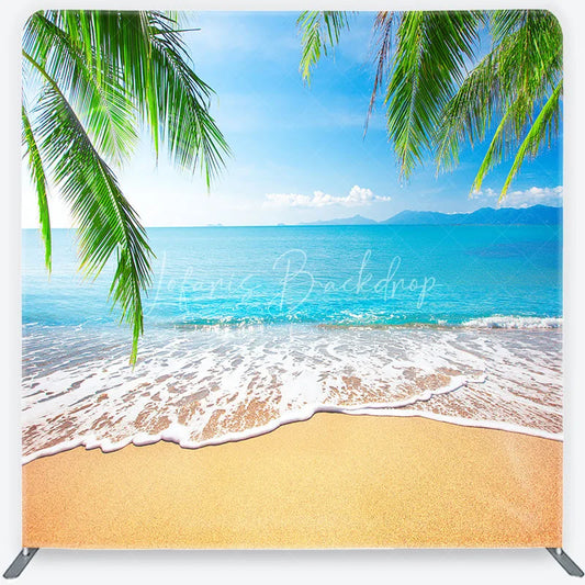 Lofaris Summer Beach Tension Fabric Backdrop Tropical Palm Trees Ocean Photography Background