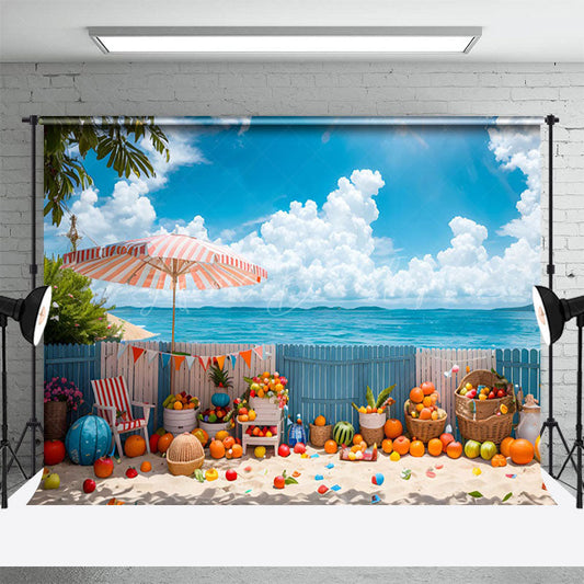 Lofaris Summer Beach Yard Fruit Sweet Holiday Vibe Backdrop