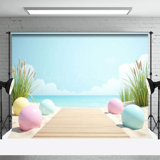 Lofaris Summer Boardwalk Fresh Beach Sky Holiday Backdrop