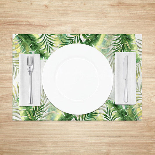 Lofaris Summer Botanical Placemats Set of 4 with Yellow and Green Plant Print for Cheerful Kitchen Decor