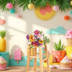 Lofaris Summer Colorful Ice Cream Wall Plant Photo Backdrop