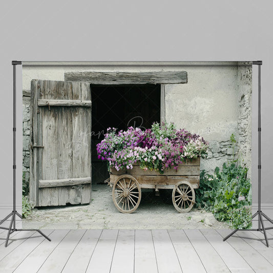 Lofaris Summer Country Cabin Bouquet Trolley Photo Backdrop
