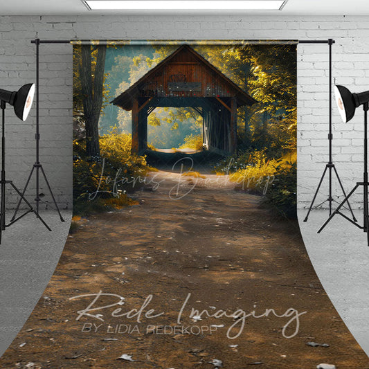 Lofaris Summer Covered Bridge Forest Scene Sweep Backdrop