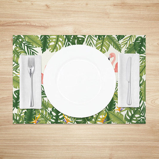 Lofaris Summer Flamingo and Monstera Placemats Set of 4 Pink Tropical Design for Beach Party Table Decor