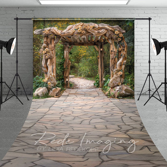 Lofaris Summer Floral Arch Pavilion Forest Path Sweep Backdrop