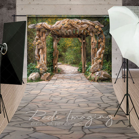 Lofaris Summer Floral Arch Pavilion Forest Path Sweep Backdrop