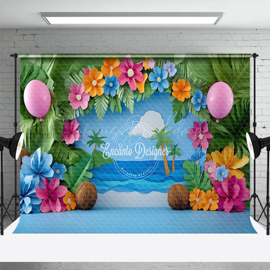 Lofaris Summer Flowers Balloons Hawaii Photography Backdrop
