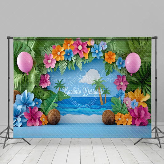 Lofaris Summer Flowers Balloons Hawaii Photography Backdrop