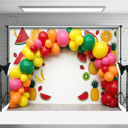 Lofaris Summer Fruit Birthday Cake Smash Photography Backdrop