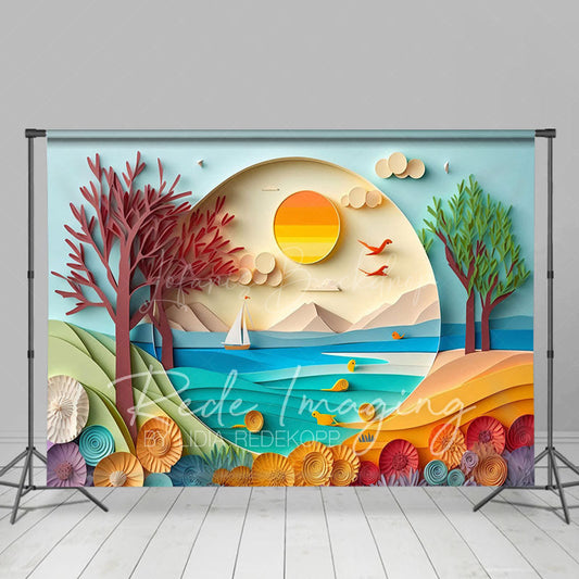 Lofaris Summer Fun Sandy Beach Cake Smash Photo Backdrop