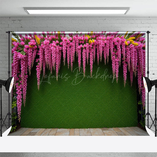 Lofaris Summer Fuschia Greenery Wall Photography Backdrop