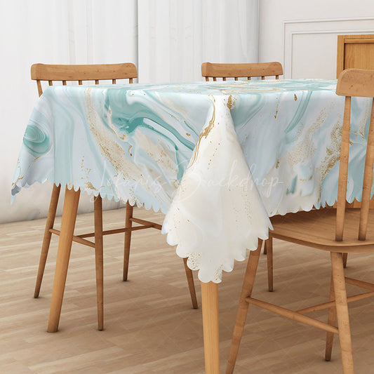 Lofaris Summer Glitter Rectangle Tablecloth with Green Gradient for Glam and Modern Holiday Party Decorations