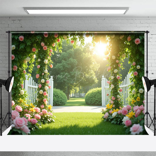 Lofaris Summer Glow Greenery Rose Manor Gate Wedding Backdrop