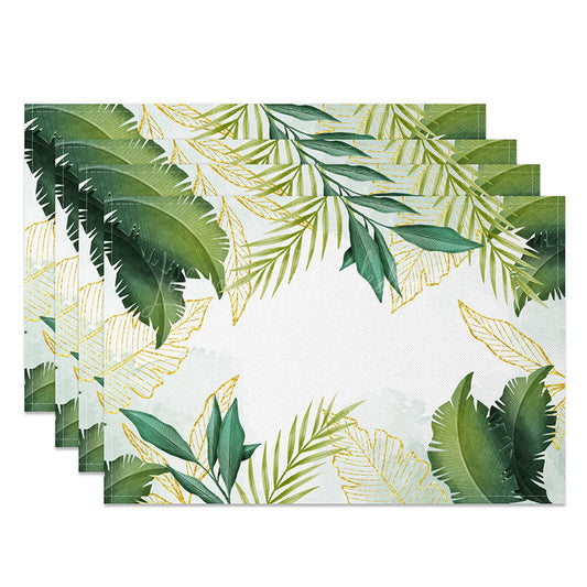 Lofaris Summer Green Leaf Placemats Set of 4 Tropical Botanical Plant Print for Everyday Kitchen Dining Decor
