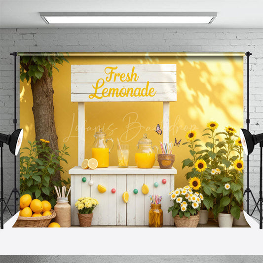 Lofaris Summer Greenery Fresh Lemonade Stand Photo Backdrop