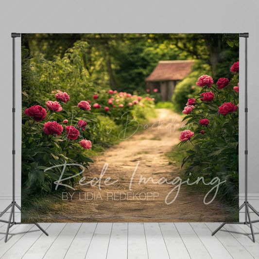 Lofaris Summer Greenery Rose Rustic Dirt Path Photo Backdrop