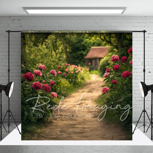 Lofaris Summer Greenery Rose Rustic Dirt Path Photo Backdrop
