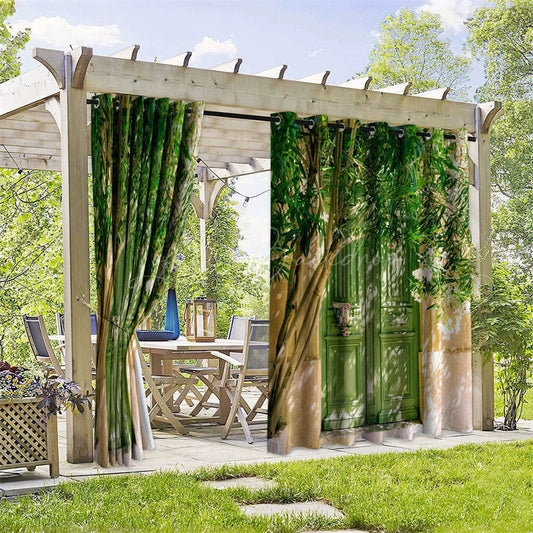 Lofaris Summer Greenery Waterproof Printed Outdoor Curtains