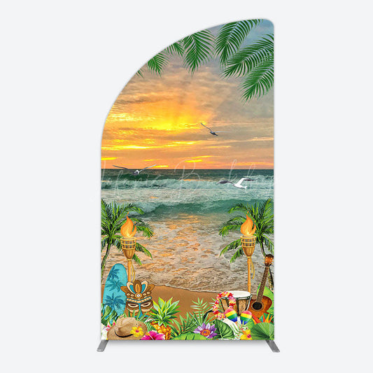 Lofaris Summer Hawaii Sunset Beach Carnival Half Moon Arch Backdrop