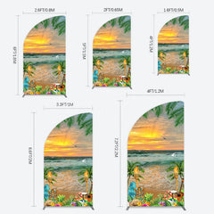 Lofaris Summer Hawaii Sunset Beach Carnival Half Moon Arch Backdrop
