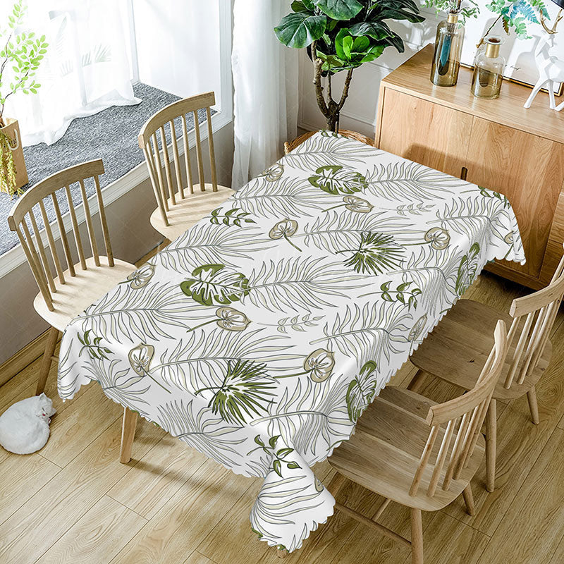 Lofaris Summer Hawaiian Rectangle Tablecloth with Tropical Plants for Luau Jungle and Beach Party Decorations