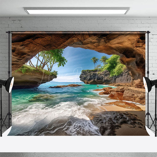 Lofaris Summer Island Cave Vibe Beach Photography Backdrop