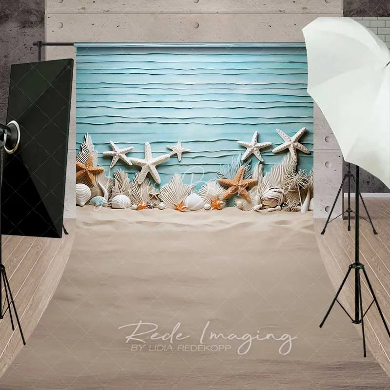 Lofaris Summer Ocean Beach Starfish Sweep Backdrop Sandy Seashore Photography Floor Mat Nautical Holiday Decoration