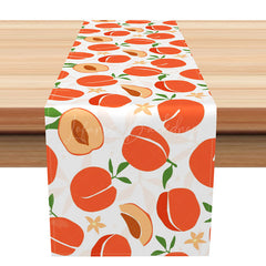 Lofaris Summer Peach Pattern Table Runner Fine Art Fruit Design for Kitchen Decor Sweet as a Party Decoration
