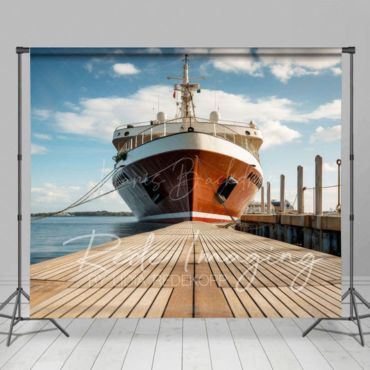 Lofaris Summer Pier Ship Wooden Plank Road Photo Backdrop