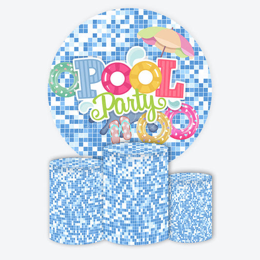 Lofaris Summer Pool Party Vacation Blue Round Backdrop Kit