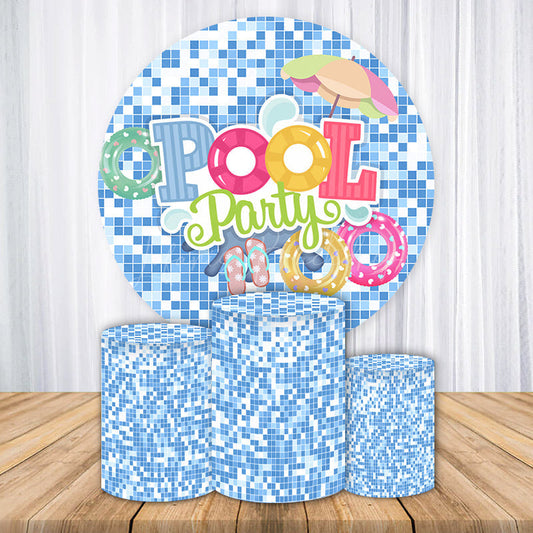 Lofaris Summer Pool Party Vacation Blue Round Backdrop Kit
