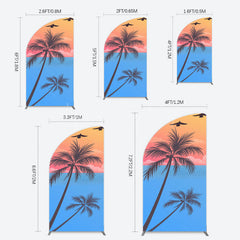 Lofaris Summer Seagull Sunset Coconut Tree Half Moon Arch Backdrop