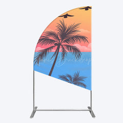 Lofaris Summer Seagull Sunset Coconut Tree Half Moon Arch Backdrop