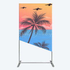 Lofaris Summer Seagull Sunset Coconut Tree Rectangle Backdrop