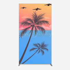 Lofaris Summer Seagull Sunset Coconut Tree Rectangle Backdrop