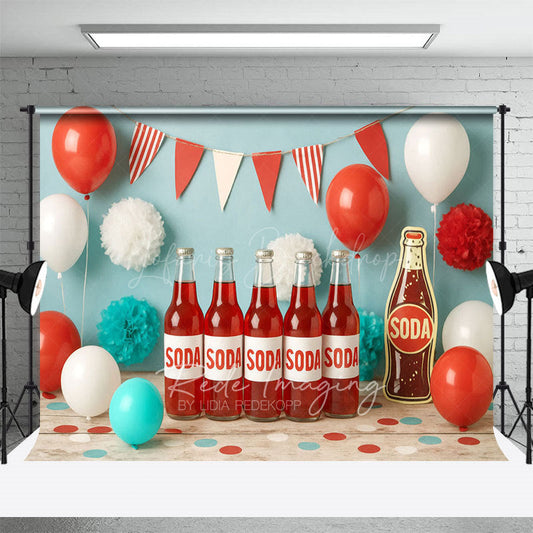 Lofaris Summer Soda Fresh Flag Birthday Cake Smash Backdrop