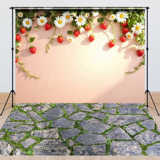 Lofaris Summer Strawberry Vine Floral Combo Set Backdrop