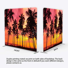 Lofaris Summer Tropical Beach Tension Fabric Backdrop Palm Tree Silhouette Pink Sunset Party Decorations
