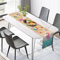 Lofaris Summer Vacation Table Runner with Beach Flip Flops for Coastal and Tropical Holiday Home Kitchen Decor