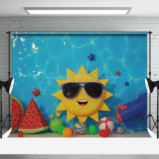 Lofaris Summer Vibe Cartoon Balloons Cake Smash Backdrop